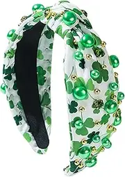 [Generic] St Patrick Headband - Irish Holiday Headband,St. Patrick's Day Headband Green Shamrock Headband Embellished Crystal Rhinestone Headband for Irish Holiday Hair Accessory