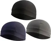 [WOFASHPURET] 3pcs Sports Liner Cycling Headwear Quick Dry Inner Cap Uv Protection Comfortable for Outdoor Activities Navy
