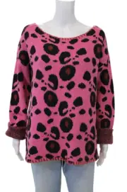 One Teaspoon Womens Leopard Print Wool Blend Crew Neck Sweater Top Pink Size XS