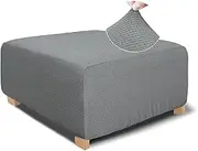 NeColorLife Square Ottoman Cover Jacquard Fabric Ottoman Slipcover Thick Stretchable Footrest Stool Covers for Oversized Square and Rectangle Ottoman,Large Size,Grey, H05-03-DGR-L