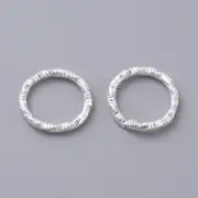 25x Silver Plated Alloy Fancy Textured Open Jump Rings 10x1mm (IFIN-D086-02-S)