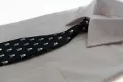 Kids Boys Black & White Patterned Elastic Neck Tie - Pirate Symbol