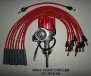 CHRYSLER 318-360 RED Small Female Cap HEI Distributor & 8mm Spark Plug Wires USA