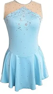 [Zagitova] Figure Skating Dress for Girls Sleeveless Graceful Women Competition Dance Costume with Shiny Rhinestone