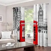 Blackout Curtains 2 Panels Impressions of London 2 x W140cm x D245cm 3D Printed Thermal Insulated Window Curtain Treatment Solid Eyelet Curtains for Living Room Bedroom Office