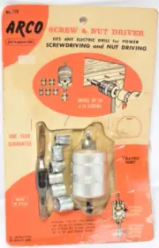RARE Vintage ARCO Screw & Nut Driver Set No.770 Fits Any Electric Drill USA NOS