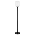 69" Black Novelty Floor Lamp With White Frosted Glass Globe Shade
