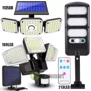 Solar LED Street Light Motion Sensor Security Wall Floodlight Yard Outdoor Lamp