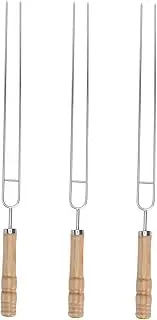 HANABASS 3pcs Stainless Steel Barbecue Fork Marshmallow Sticks Roasting Sticks Barbecue Forks Marshmallow Roasting Forks Wooden Random Color