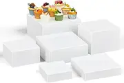 Leinuosen 6 Pcs Food Risers for Buffet Table Large Buffet Risers Acrylic Display Box Acrylic Cube Display Stands for Dessert Catering Supplies(White,6''7''8" 9" 10" 11'')