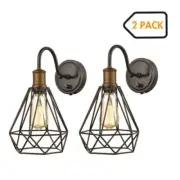 Farmhouse Polygon Plug-in Wall Sconse Set of 2 with On/Off Switch