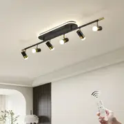 Modern LED Ceiling Lights 60W Dimmable 6-Light Flush Mount Track Lighting 51.2'' Black Gold Chandelier