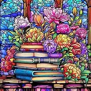 pvoodire Paint by Numbers Kit for Adults Flower,Stained Glass Paint by Number on Canvas,Paint by Number Kit Perfect for Gift Home Wall Decor(16x16inch)