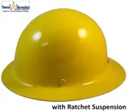 MSA Skullgard Full Brim Hard Hat With Ratchet Suspension - Yellow
