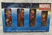 Marvel Iron Man Super Hero Shot Glass Set of 4 Three Fl Ounce Shooters NEW NIB