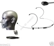 Black Wireless Microphone for AKG and Samson Dual Hook Headset head worn Mic