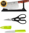 4-Piece Chinese Chef's Knife Set, 7.4" Cleaver, Scissors & Paring Knife