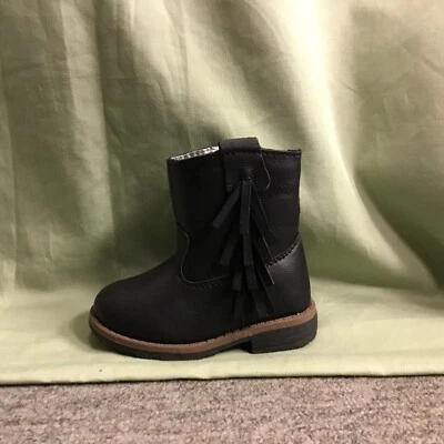 New Toddler Girls Carter’s APACHE-C Black Fringed Western Boots Size 5