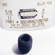 5/8-11x3/4 Hex Socket Set Screws Cup Point Alloy Steel Plain (10)