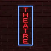 NEW "THEATRE" w/BORDER VERTICAL 30x12x1 INCH LED FLEX WINDOW INDOOR SIGN 31634