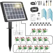 HEKIWAY Solar Irrigation, [Upgraded Pump] Automatic Plants Watering System, Powered Drip Irrigation Kit, Self devices with Timer, Indoor & Outdoor System for Potted in Living Room, Patio, Balcony