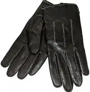 Women's White 3 Row Stitched backhand Leather Gloves , XLarge, Black..