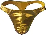 [Generic] Men'S Patent Leather Thong Underwear Sexy Thongs Low Rise G-String Jockstrap Solid Color T-Back Mankini Lingerie