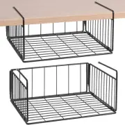 Steel 2-Pack Under Cabinet Shelf Basket, Hanging Wire Rack Storage Baskets Ho...