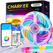 100ft LED Strip Lights USB-Powered, Music Sync RGB LED Strip Lights for Bedro...