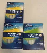 3 BOXES Tampax Pearl Regular/Super Absorbency Tampons 18 each