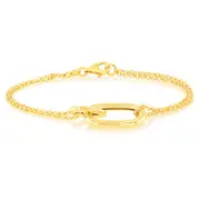 Sterling Silver Gold Plated Plain Link 19.5cm Bracelet