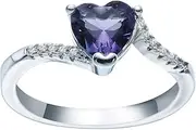 [VPbao] Thin Ring Band Heart Crystal CZ Plated 925 Sterling Silver Wedding Rings Purple