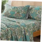 Teal Floral Sheets Boho Queen Bed Sheets Set 100% Cotton Percale Shabby