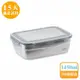鍋寶CookPower 可微波316不鏽鋼保鮮盒/長方形便當盒(1450ml)(BVS-61451GR)(灰色上蓋)