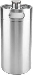 Mini Stainless Steel Beer Barrel, Milk Can Jug Storage Container Beer Bucket with Spiral Cover Lid for Home Restaurant Supplies(3.6 L)