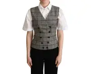 Dolce & Gabbana Gray Checkered Sleeveless Waistcoat Vest