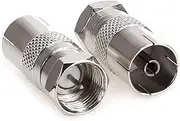 2 Pack TV T/F Type Connector Socket to RF Coax Aerial Adapter, Metric F Male TV9.5 female RF adapter