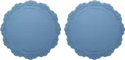 uxcell Round Silicone Placemats Set of 2, 14" Place Mats for Dining Table Heat Resistant Waterproof Oil Proof Kitchen Placemats, Blue