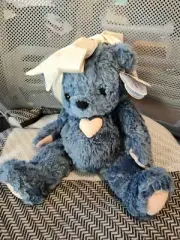 Vintage Cherished Teddies Plush Blue Bear 1999 LE #549967 With Ribbon, Heart