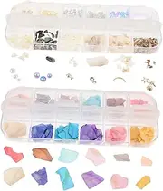TOVINANNA 2Sets Nail Jewelry Kit with Abalone Shell Pieces for DIY Nail Art Decoration Includes Storage Box for Convenient Organization Manicure Tools for Stylish Nail Design