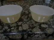 Set of 2 Fire King Peach Lustre Custard Cups "Ruffled Edge"Never Used