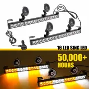 2PCS LED Amber White Side Rooftop Strobe Emergency Light Bar Flashing Warning