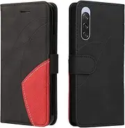 [XINNI] Phone Case for Sony Xperia 10V Case, PU/TPU Retro Flip Case Shockproof Protective Flip Magnetic Phone Case, Black