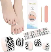 Kalolary Gel Toenail Wraps Sticker, Pedicure Strips Long Lasting Salon Quality Nail Wraps with Nail File & Wood Stick(UV/LED Lamp Required