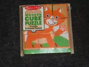 Melissa & Doug My First Cube Wooden Puzzle Create 6 Animal Scenes New-Preschool