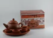 Vintage Mini Teapot Set for Cups plate and Teapot RED CLAY