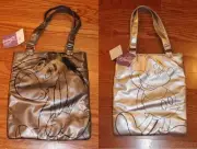 DISNEY MICKEY MOUSE SILVER METALLIC TOTE BAG + EEYORE PEWTER TOTE LOT *SCHOOL*
