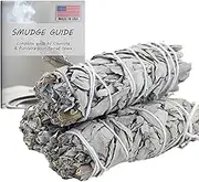 Ancientveda 4 Inch White Sage Smudge Sticks Bulk (3 Pack) - Cleansing House | White Sage for Smudging and Negative Energy Yoga - California Sage Bundles