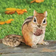 Chipmunk Nibbling Acorn Garden Statue Figurine Sculpture Table Yard Home Decor