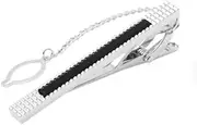 DRBASJHFO Necktie Bar Pinch Clip,Classic Tie Clips, Creative Metal Rectangle Lavalier Men's Tie Clip Cufflinks Business Gift Belt Chain Tie Clip